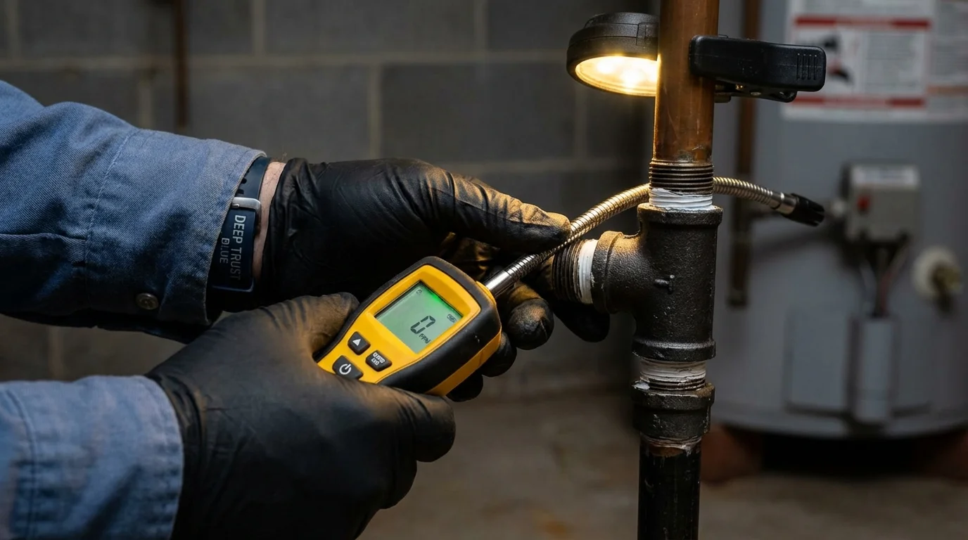 Gas leak detection with electronic sniffer by Johns Plumbing LLC in Parma